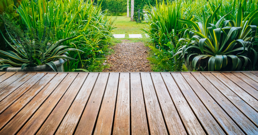 landscaping around deck