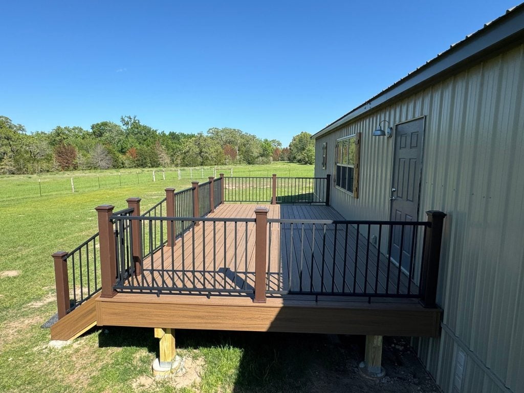 porch made with trex composite deck in college station, tx
