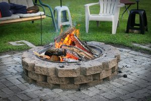 Firepit. Bonfire. Flames. Outdoor living.