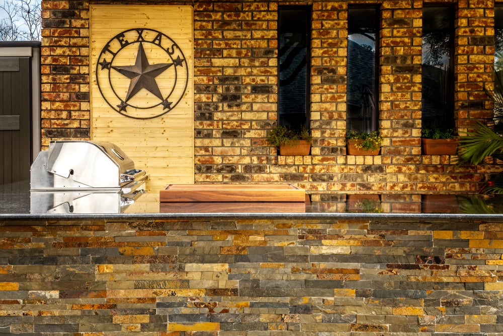 Modern outdoor kitchen that has been freshly built