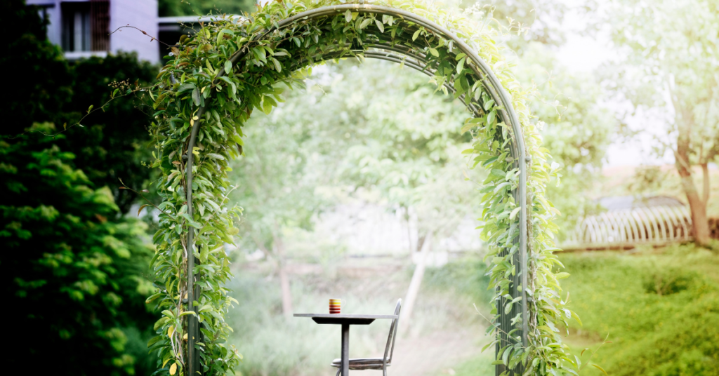 Garden Arbor with Seating Area Underneath